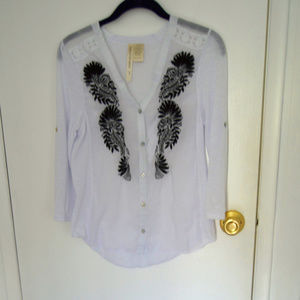 Embroidered Sexy Blouse, Transparent, size small